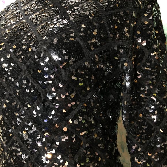 VTG 📌Cathy HARDWICK 80s Eye-Catching Formal Long Sleeves Wool Top with Sequins - Picture 10 of 11